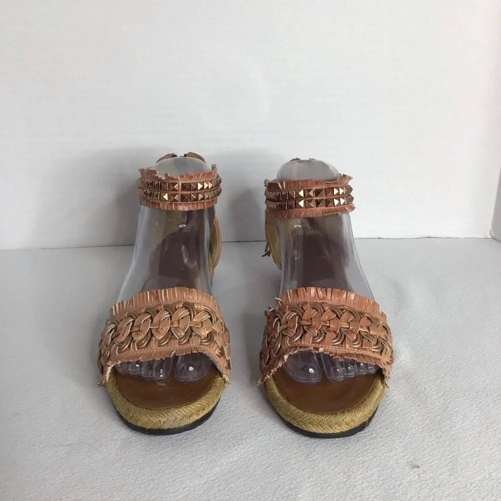 Lanvin Collection By Luxury Fashion House - Leather Espadrille Sandals Zip‎ Back